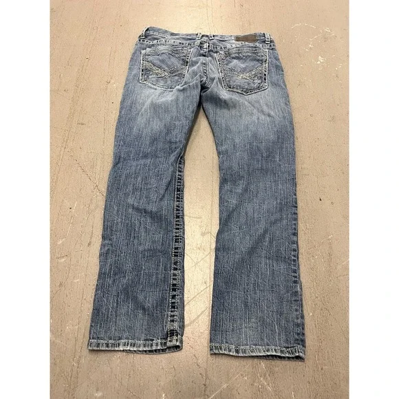 Buckle BKE Denim Straight Carter Jeans Men's Blue Denim Stretch Zip Fly - 34S - Picture 7 of 14